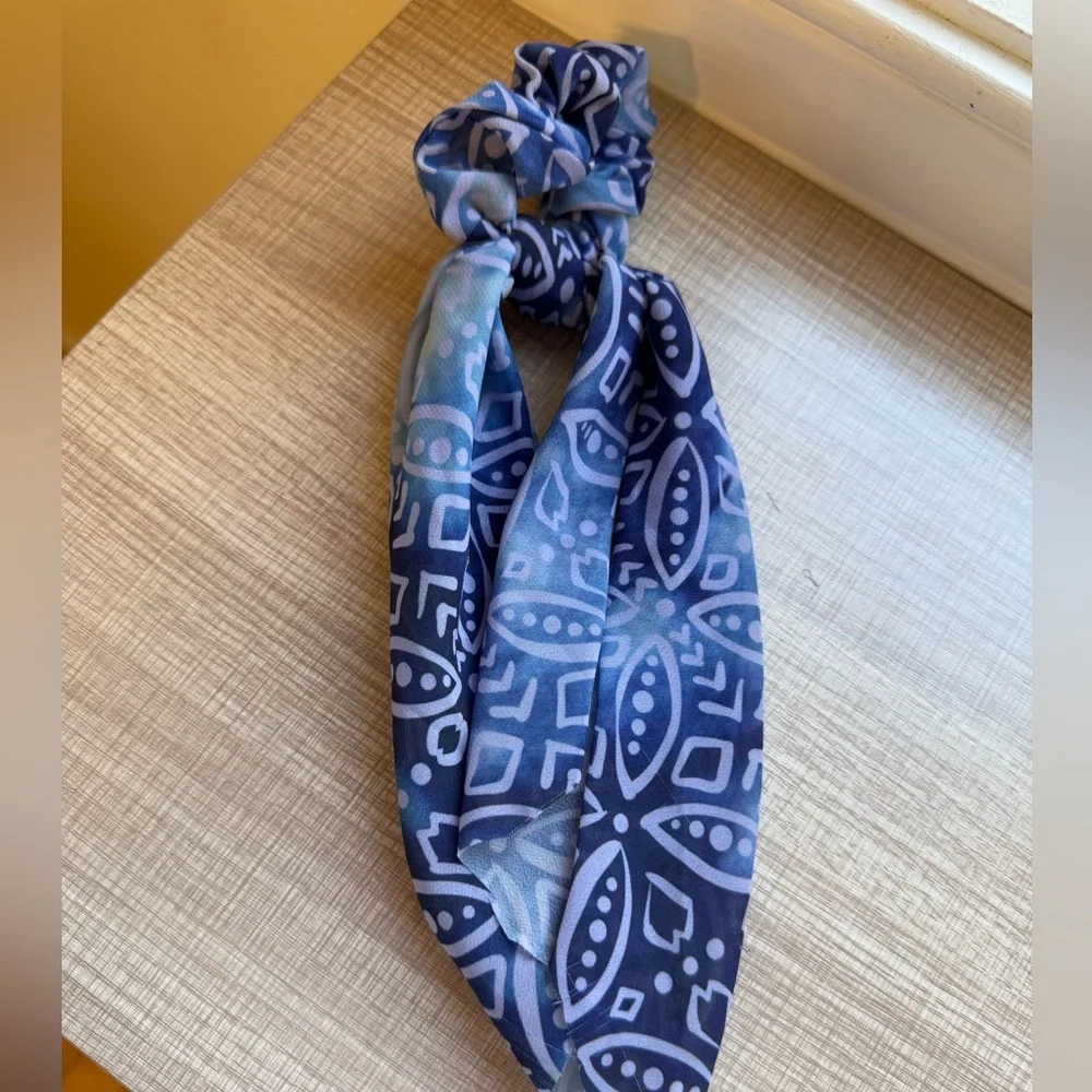 Blue and Pink Hair Accessories with Flowing Scarf- set of 3